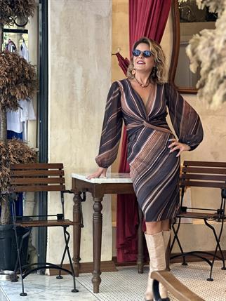 Kolları Şifon Düğümlü Elbise