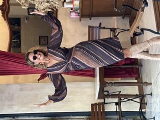 Kolları Şifon Düğümlü Elbise