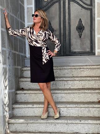 Leopar Desenli Kalem Elbise