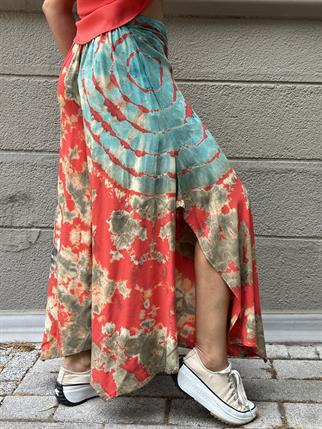 Mercan Batik Yırtmaçlı Pantolon
