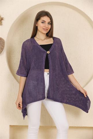 Mor Asimetrik Hırka