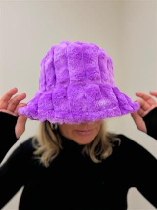 Mor Peluş Bucket Şapka