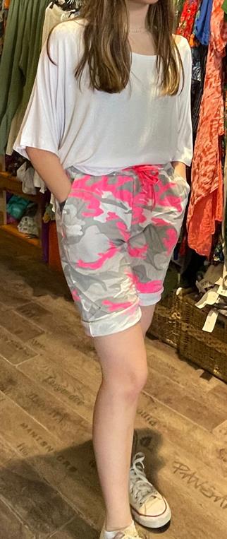 Neon Kamuflaj İthal Likralı Şort