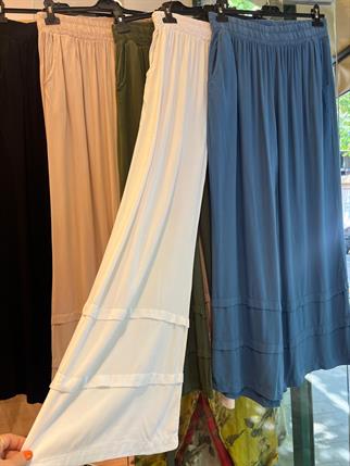 Paçası Dikişli Tensel Bol Paça Pantolon