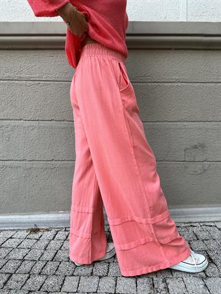 Paçası Dikişli Pamuklu Bol Paça Pantolon