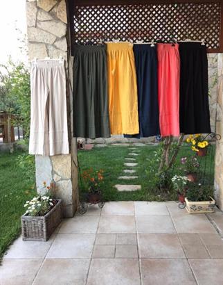 Paçası Dikişli Pamuklu Bol Paça Pantolon