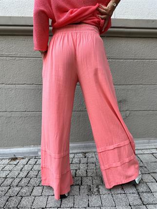Paçası Dikişli Pamuklu Bol Paça Pantolon