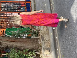 Palmiye Desenli Kolsuz Elbise