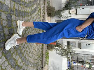 Saks Kemerli Keten Pantolon