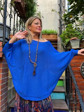 Saks Oval Kesim Yarasa kol Merserize Bluz
