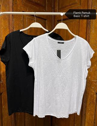 V Yaka Pamuklu Tshirt