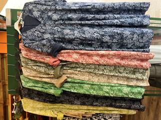 Yaprak Desen İthal Keten V Yaka Elbise