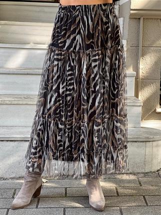Zebra Desenli Tül Etek