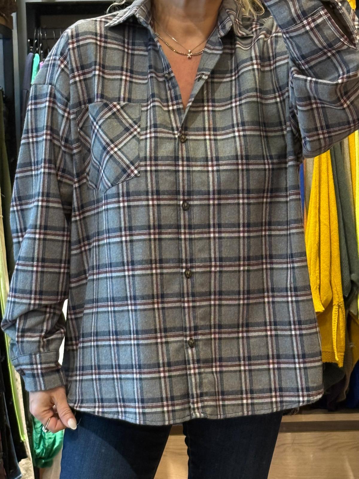 Gri Ekoseli Oduncu Gömlek