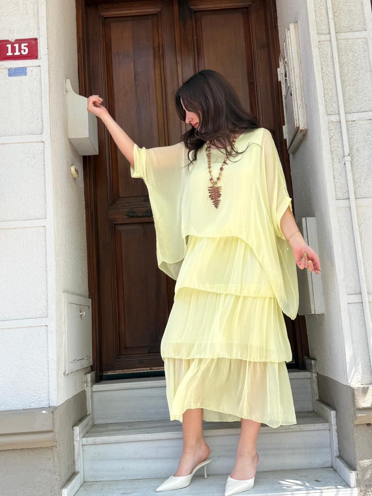 İpek Kat Kat Elbise