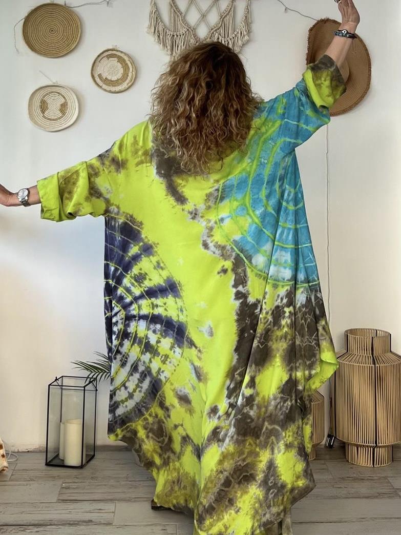 Fıstık Batik Kaftan