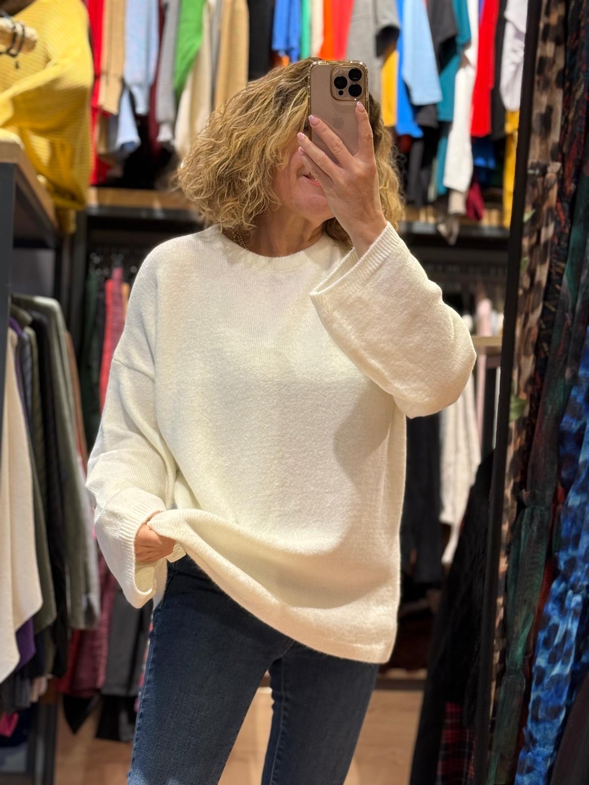 Ekru Bisiklet Yaka Yumoş Triko