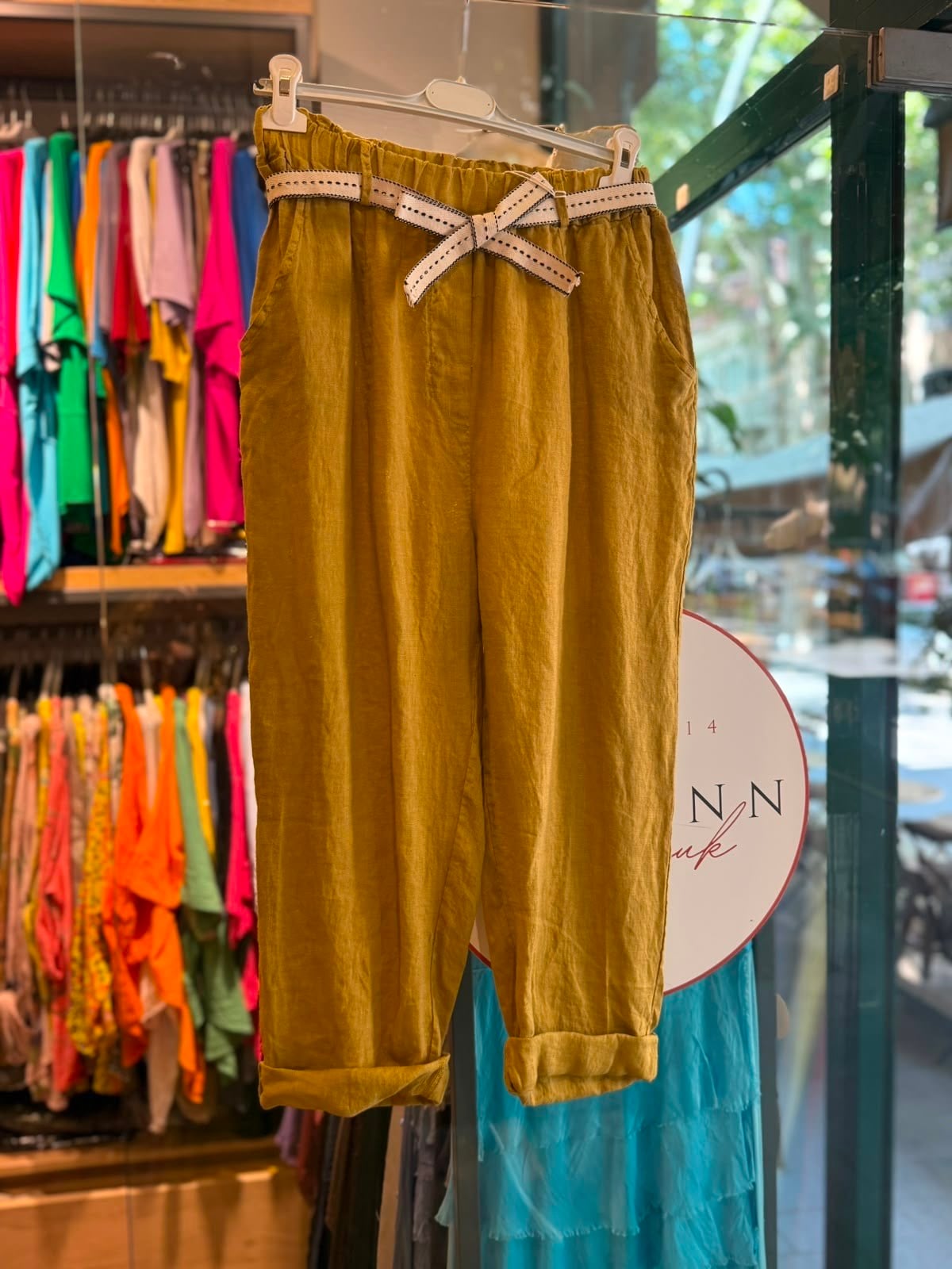 Hardal Kemerli Keten Pantolon