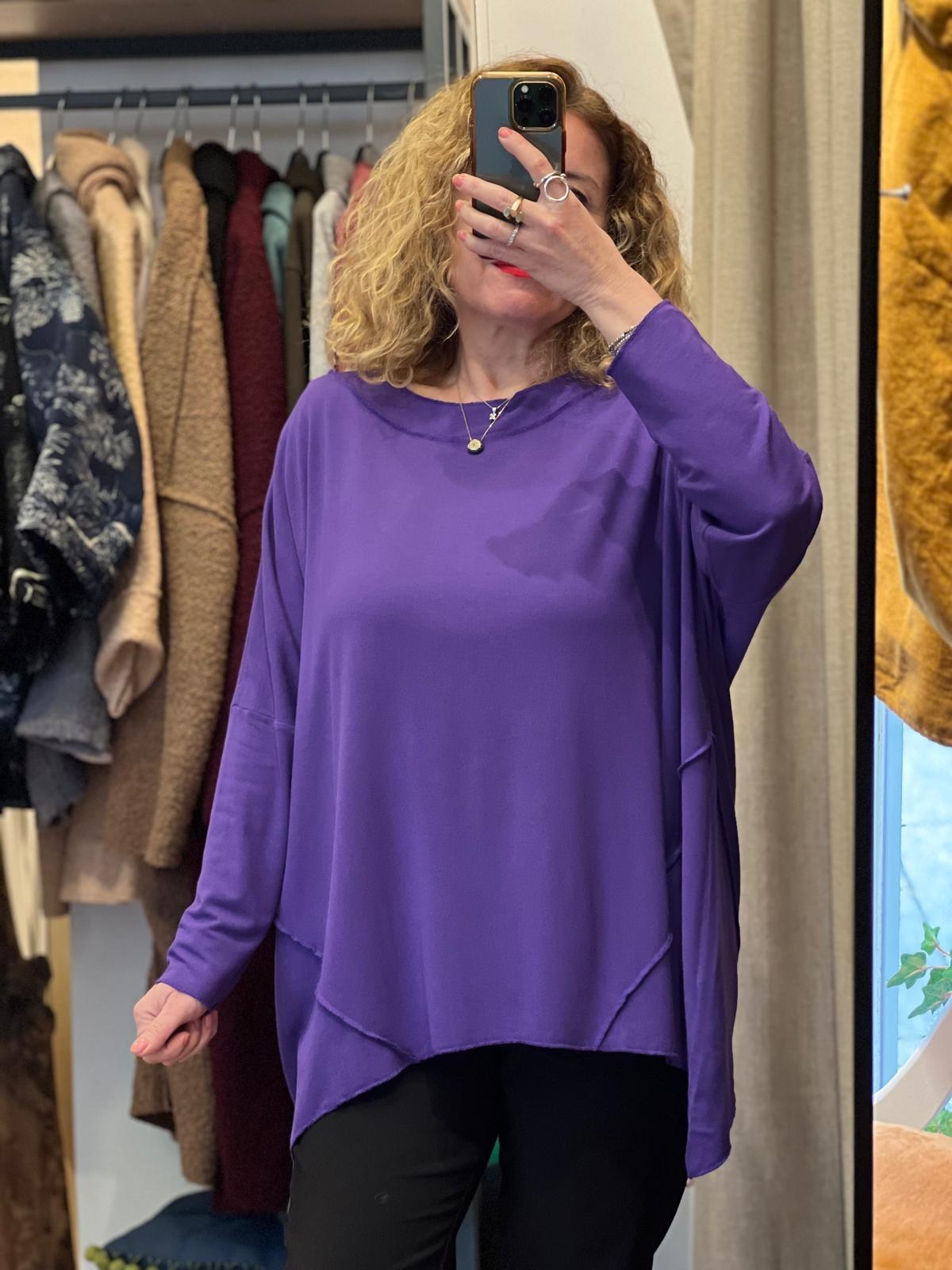 Kayık Yaka Salaş Organik Triko Bluz