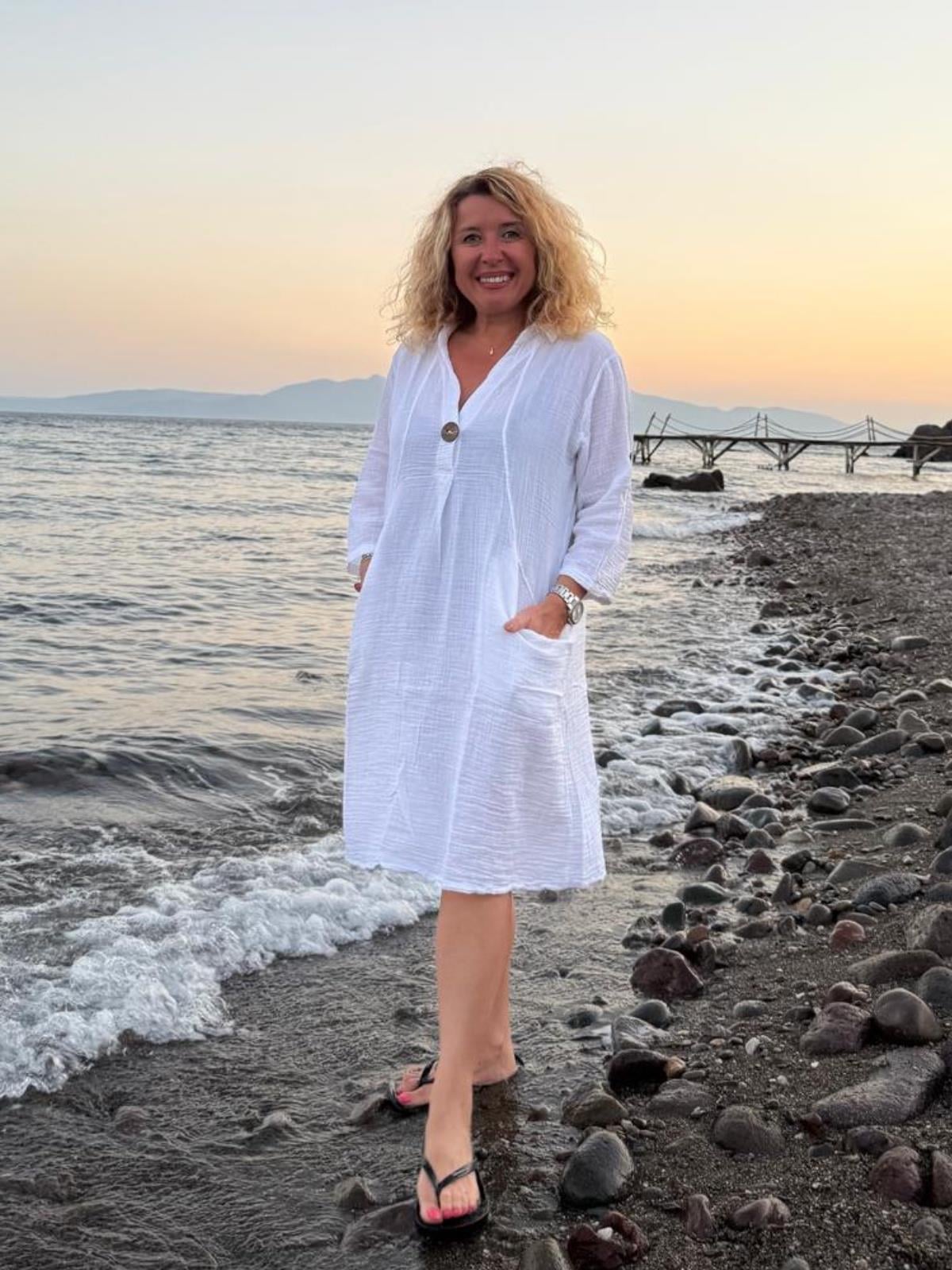 Beyaz Müslin Elbise