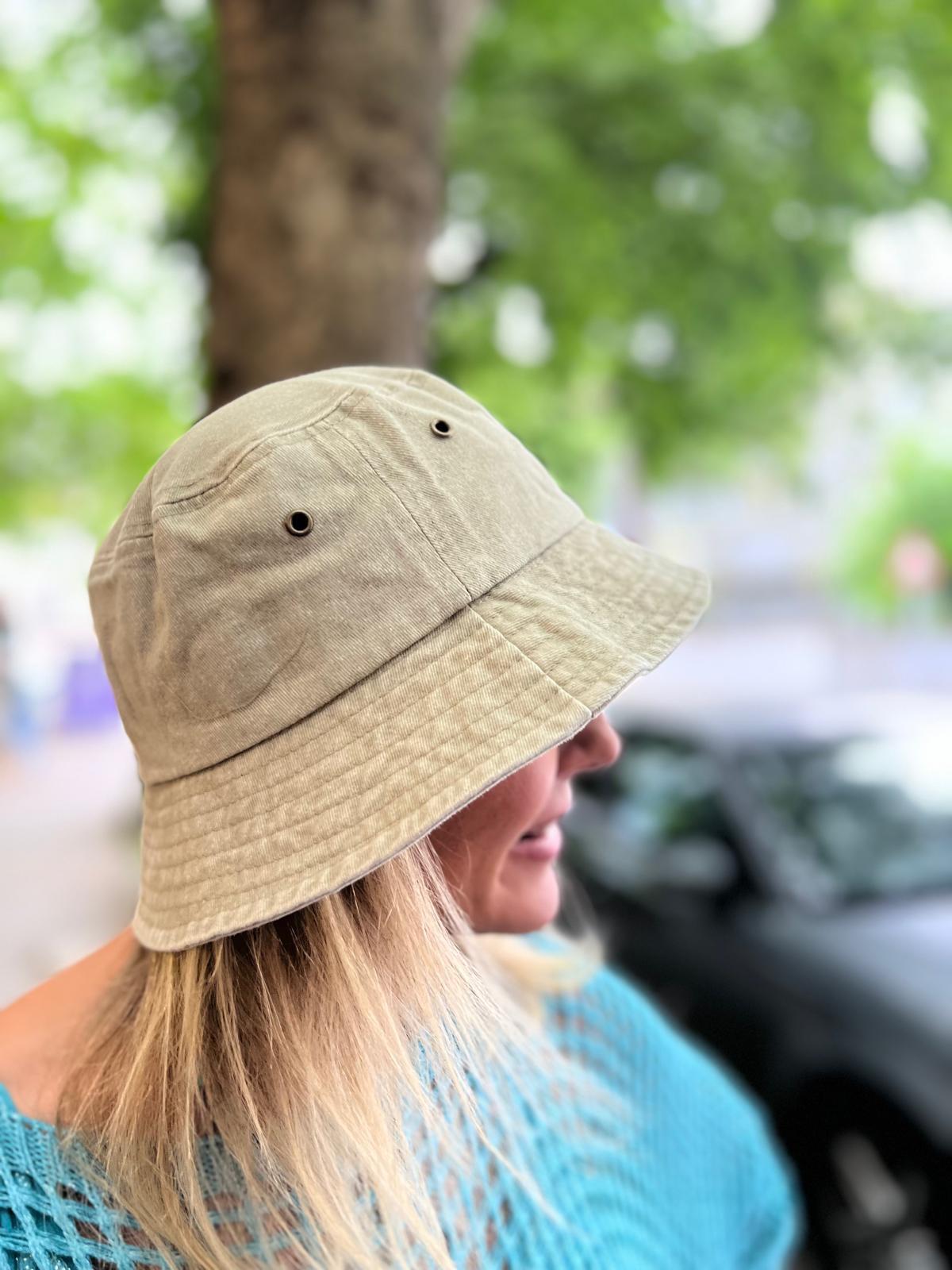 Bej Kanvas Bucket Şapka