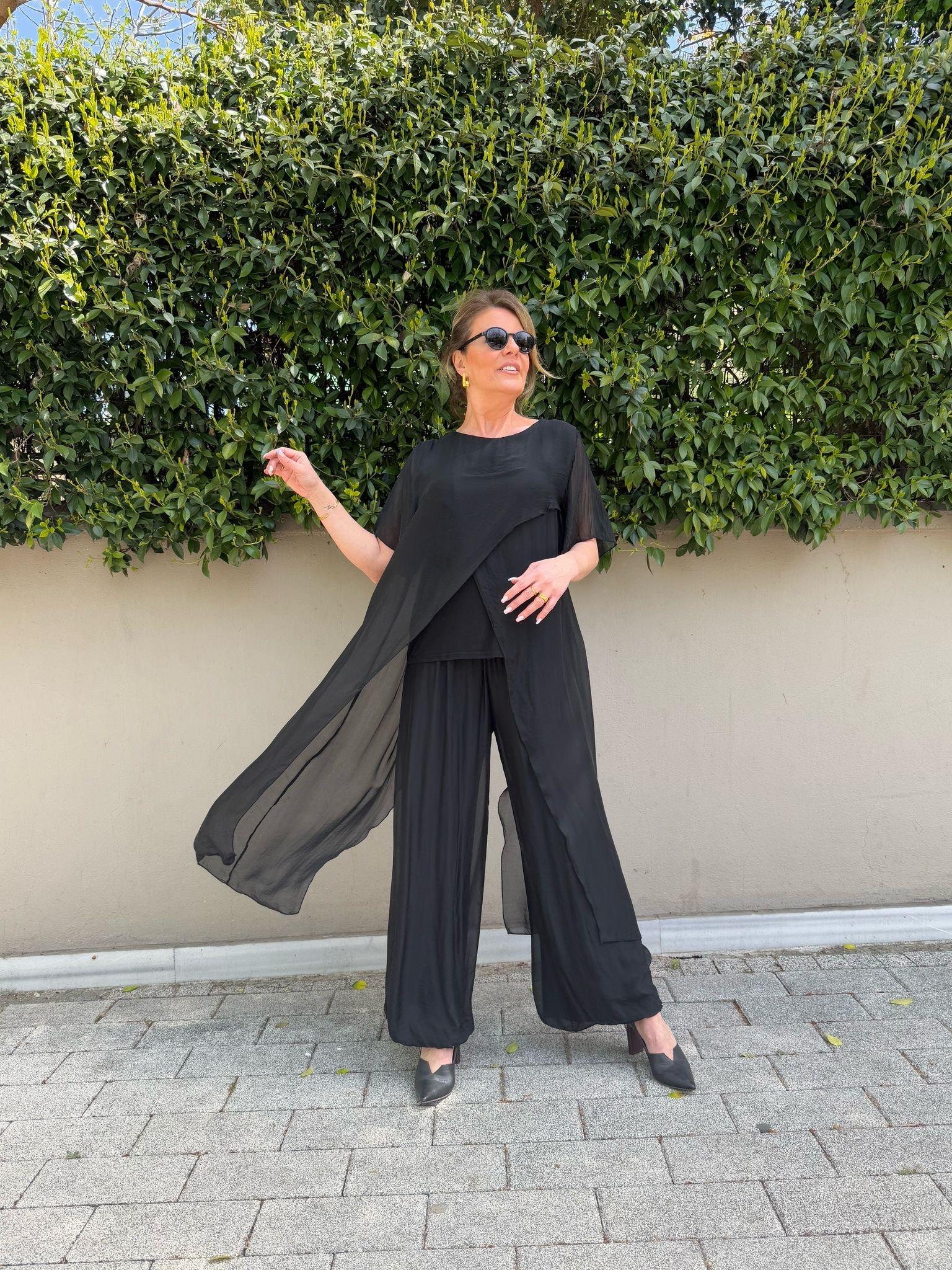 İthal İpek Pantolon Tunik Bluz Takım