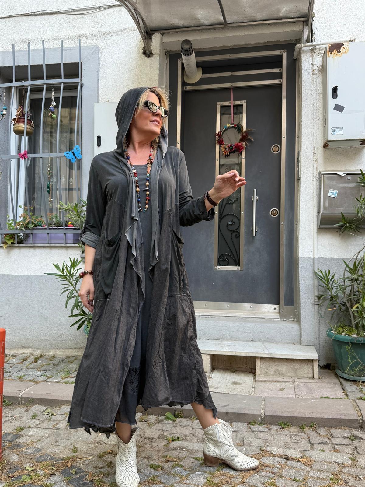 Kapüşonlu Kap Ceket