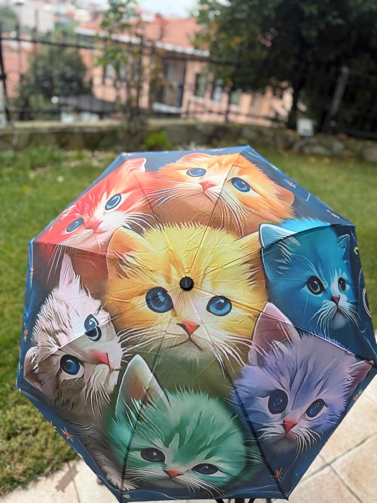 Yavru Kedi Desenli Şemsiye