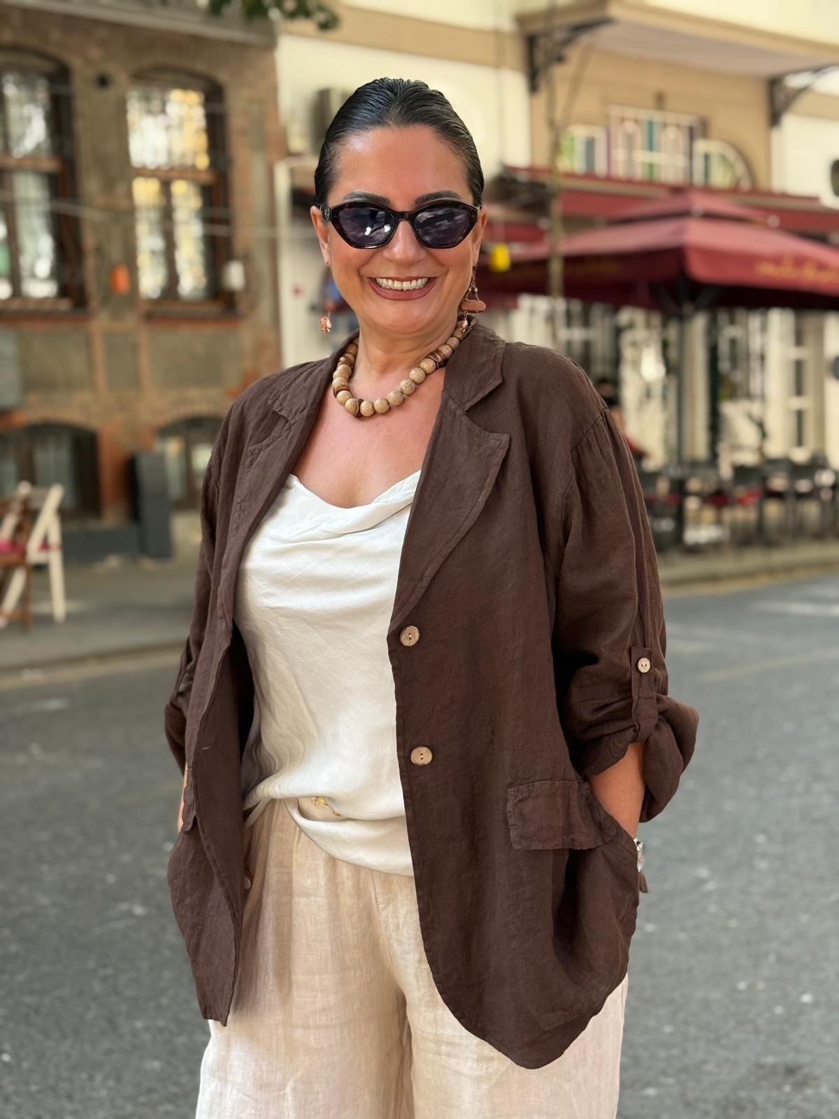 İthal Blazer Keten Ceket