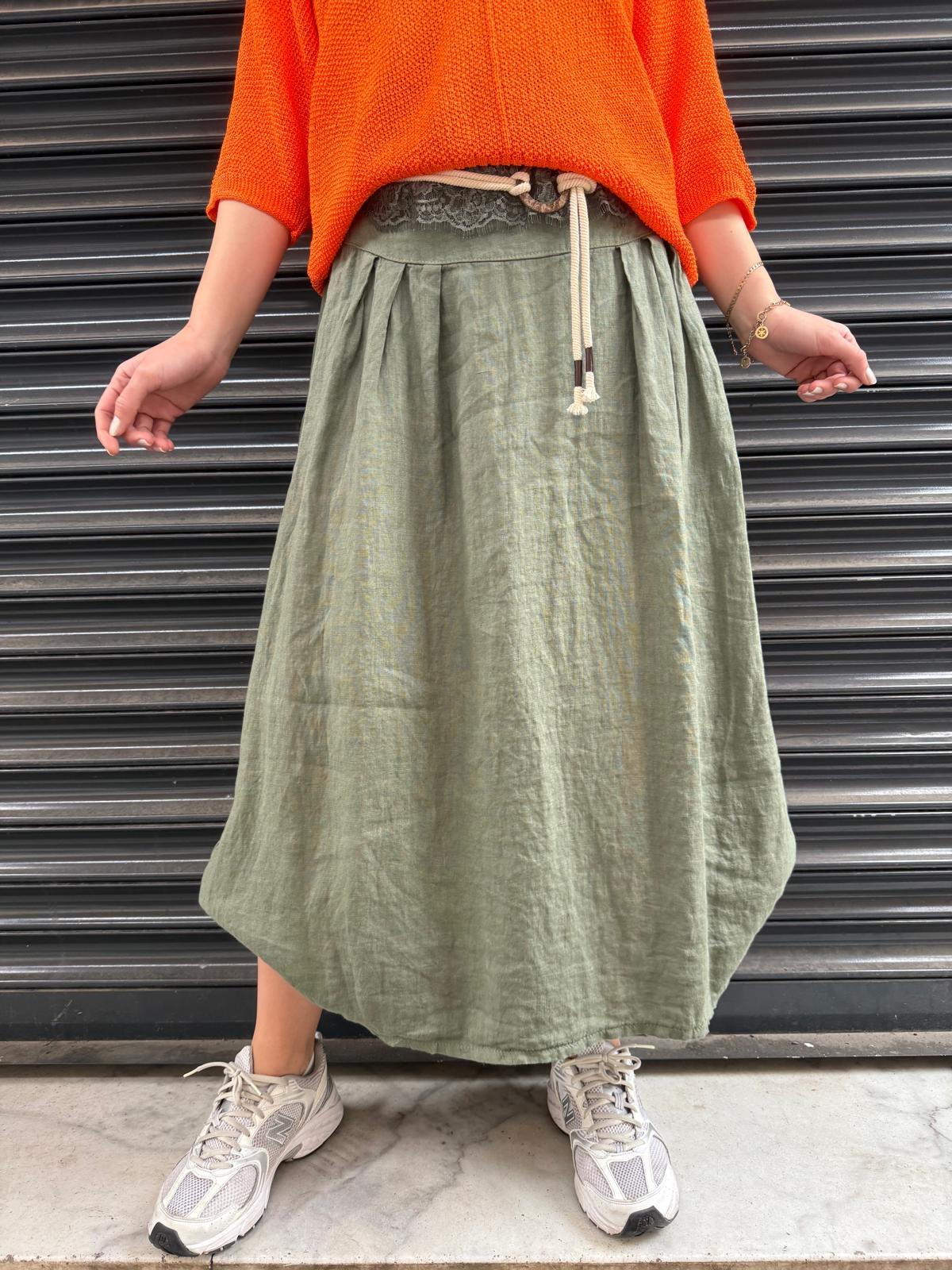 İthal Halat Kemerli Keten Etek