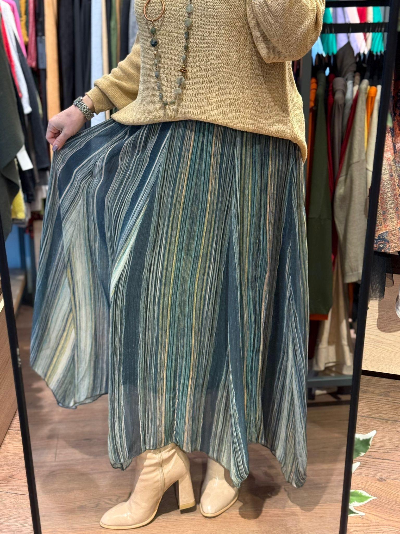 Çizgili Şifon Etek