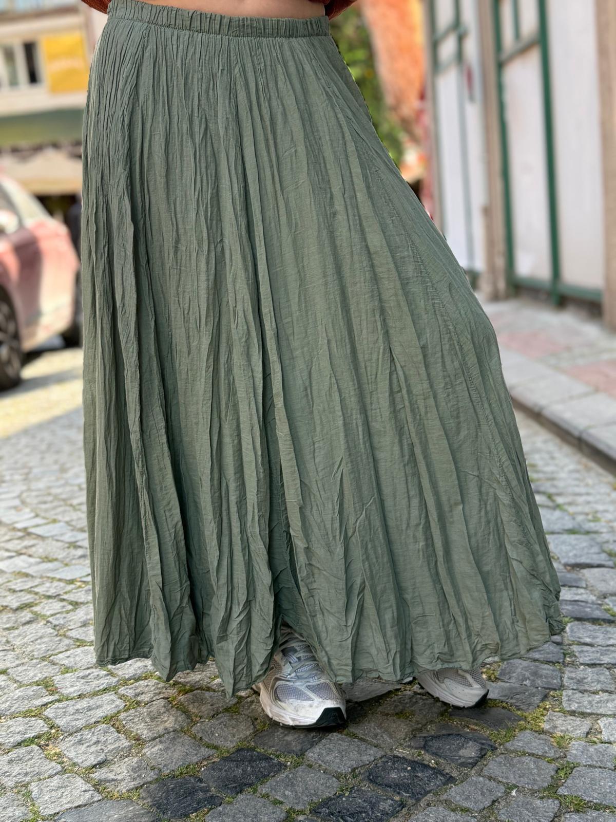 Pamuklu Beli Lastikli Çift Kat Etek