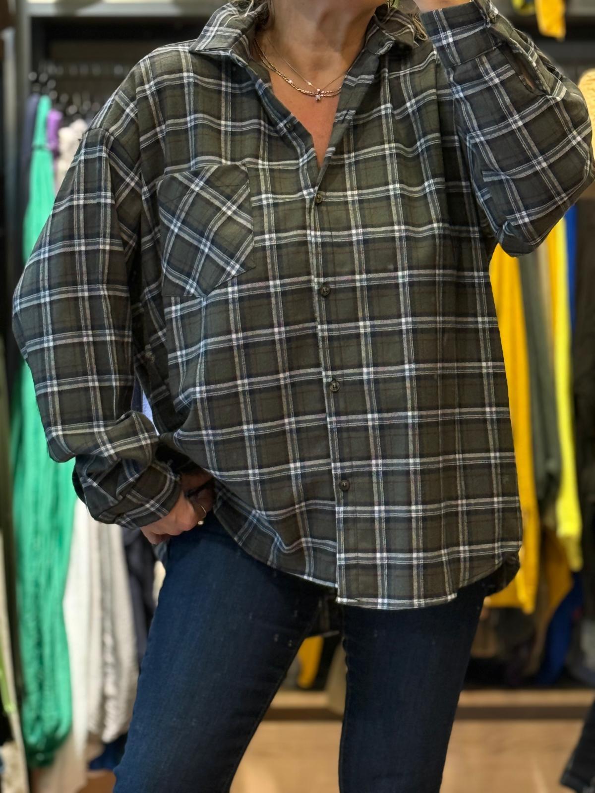 Haki Ekoseli Oduncu Gömlek