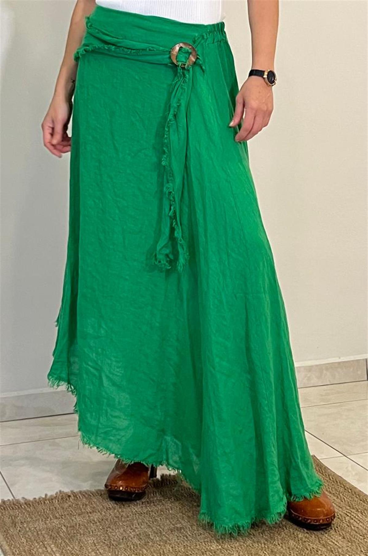 İthal Asimetrik Keten Etek