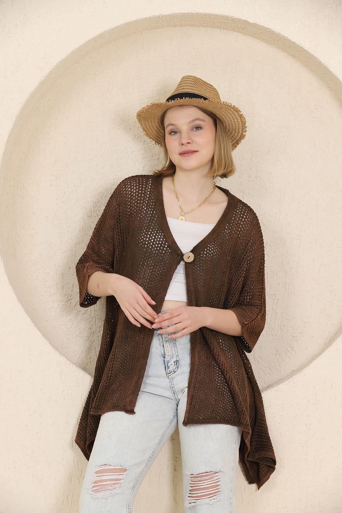 Kahve Asimetrik Hırka