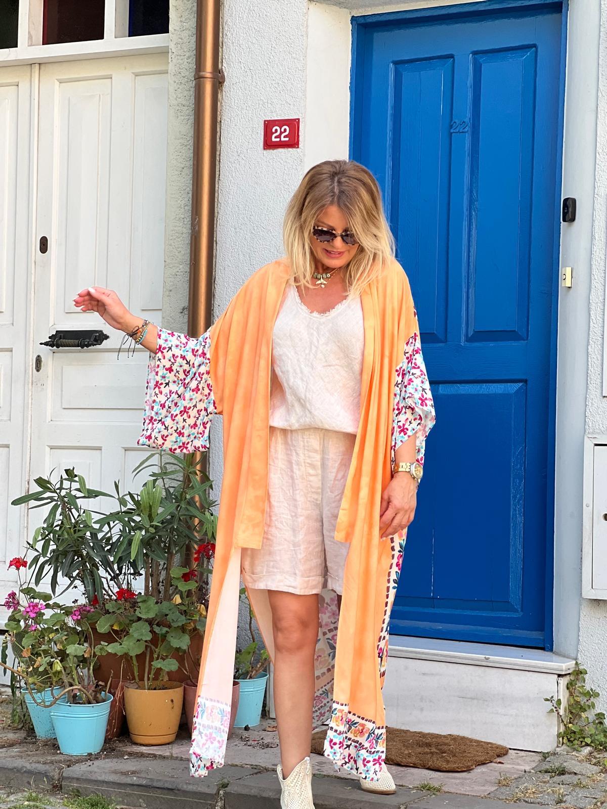 Kavun İçi Jungle Desen Kimono