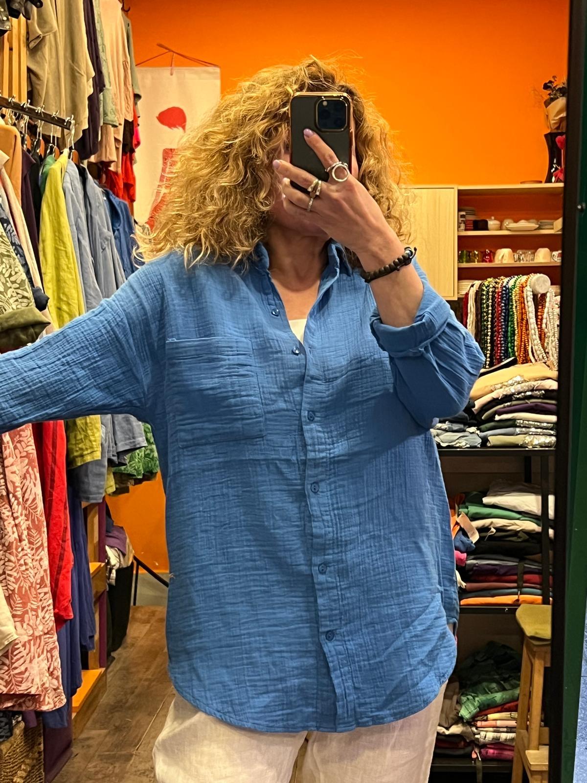 Mavi Müslin Gömlek