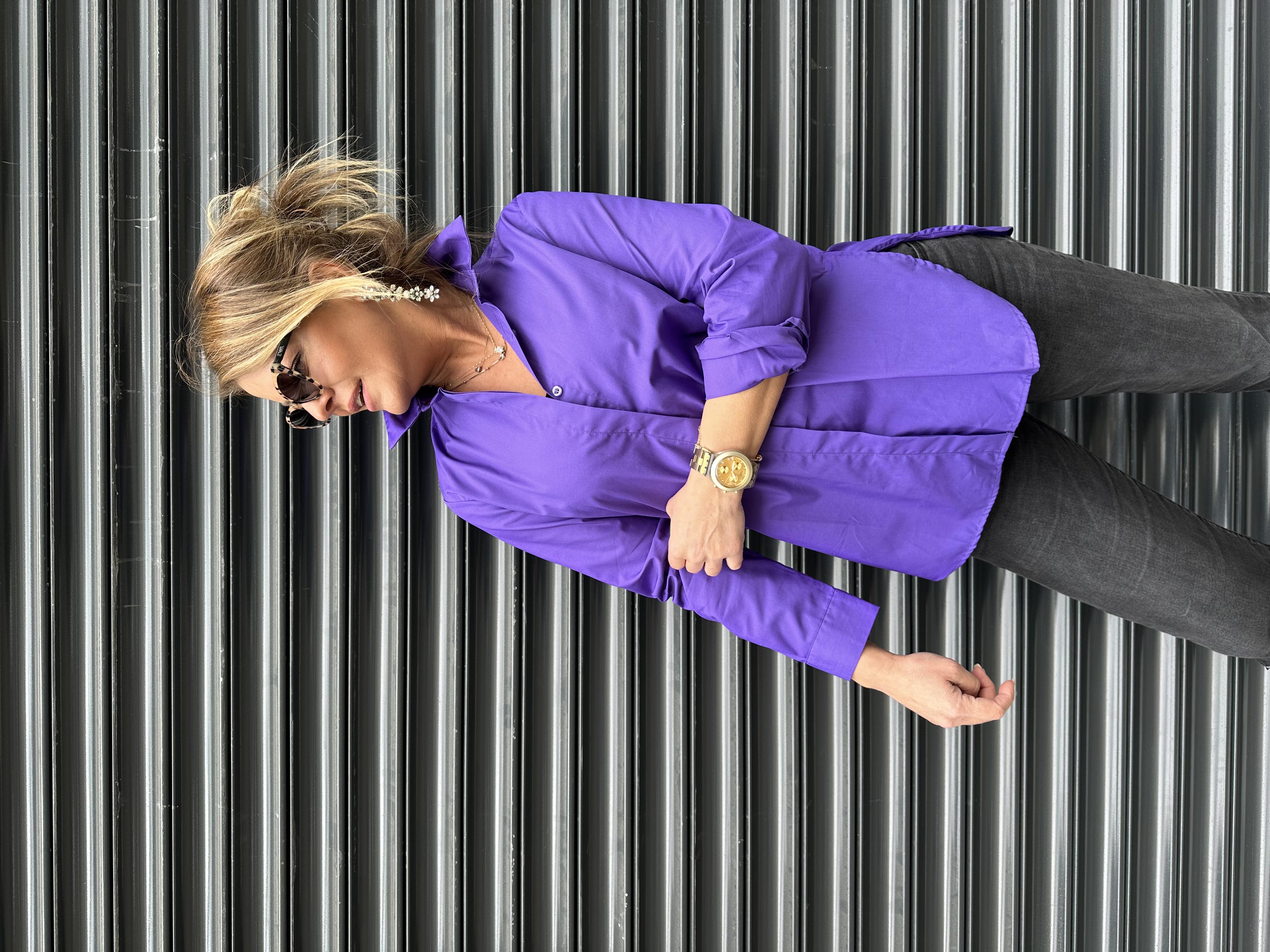 Mor Boyfriend Gömlek