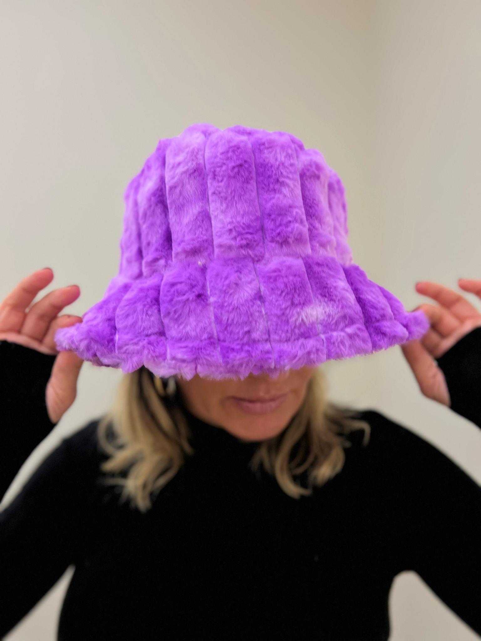 Mor Peluş Bucket Şapka