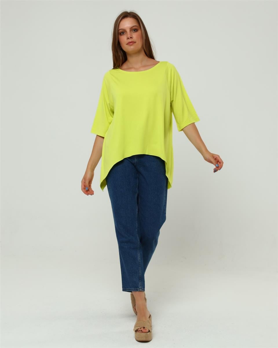 Neon Sarı Crop Bluz