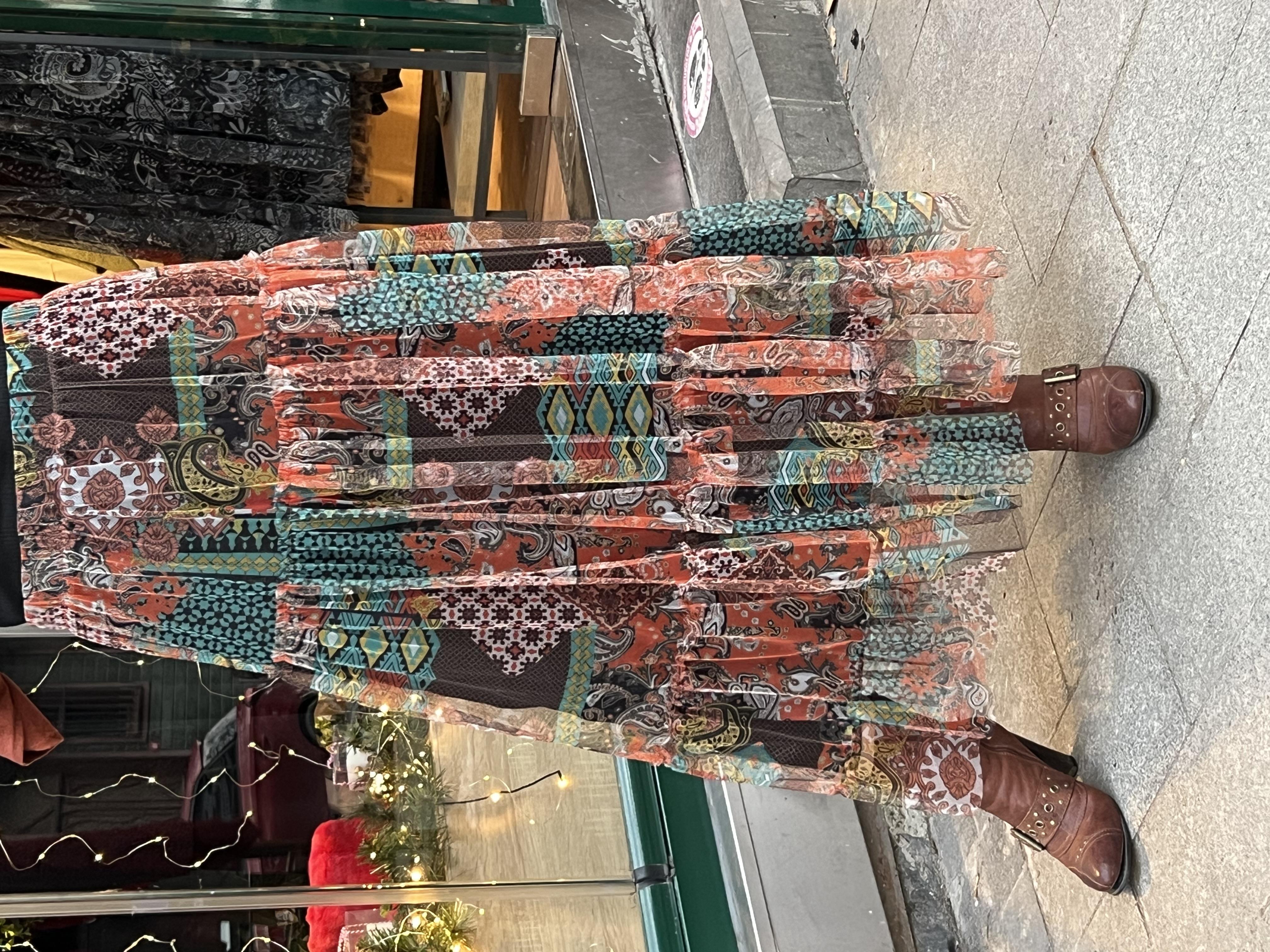 Patchwork Desenli Tül Etek