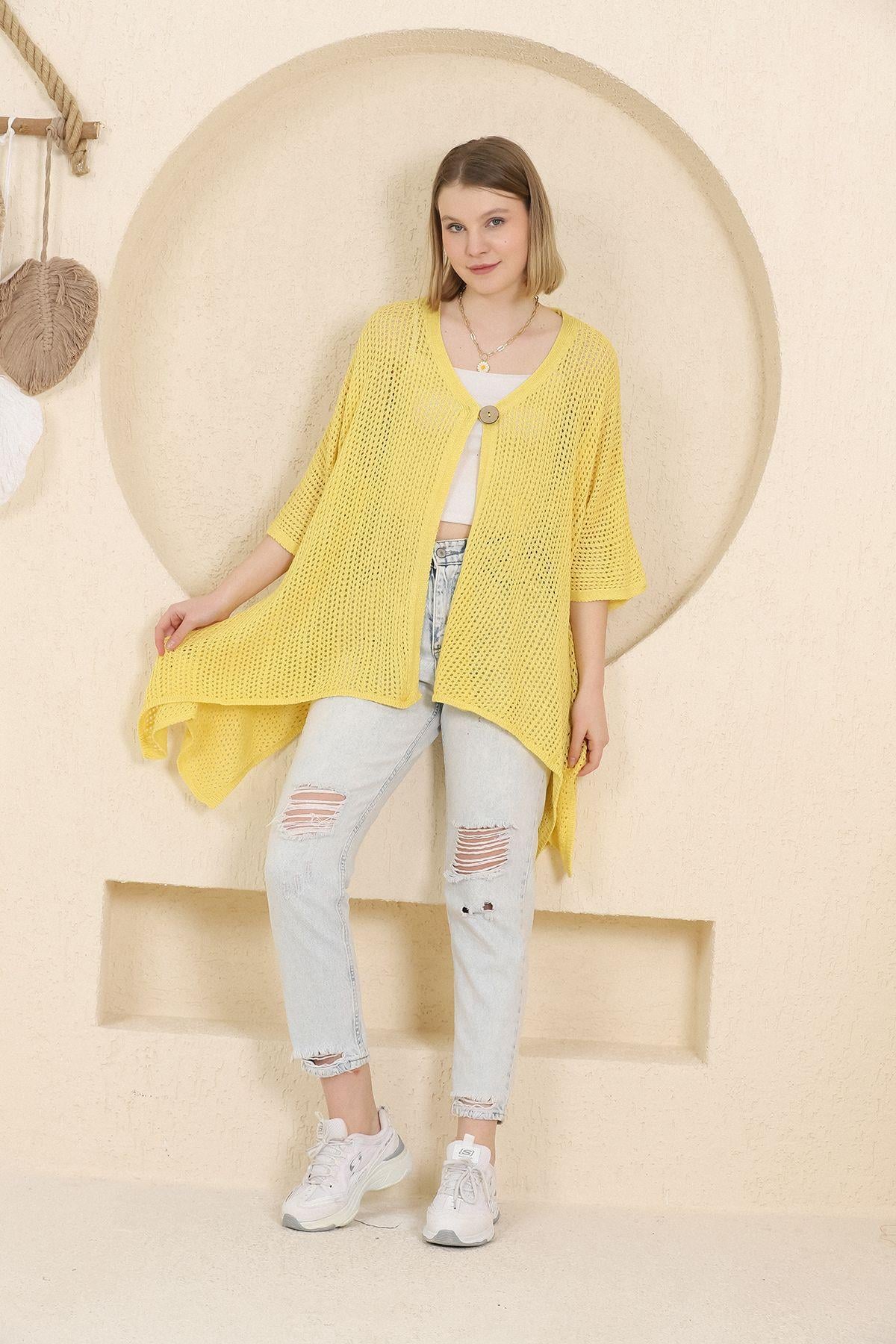 Sarı Asimetrik Hırka