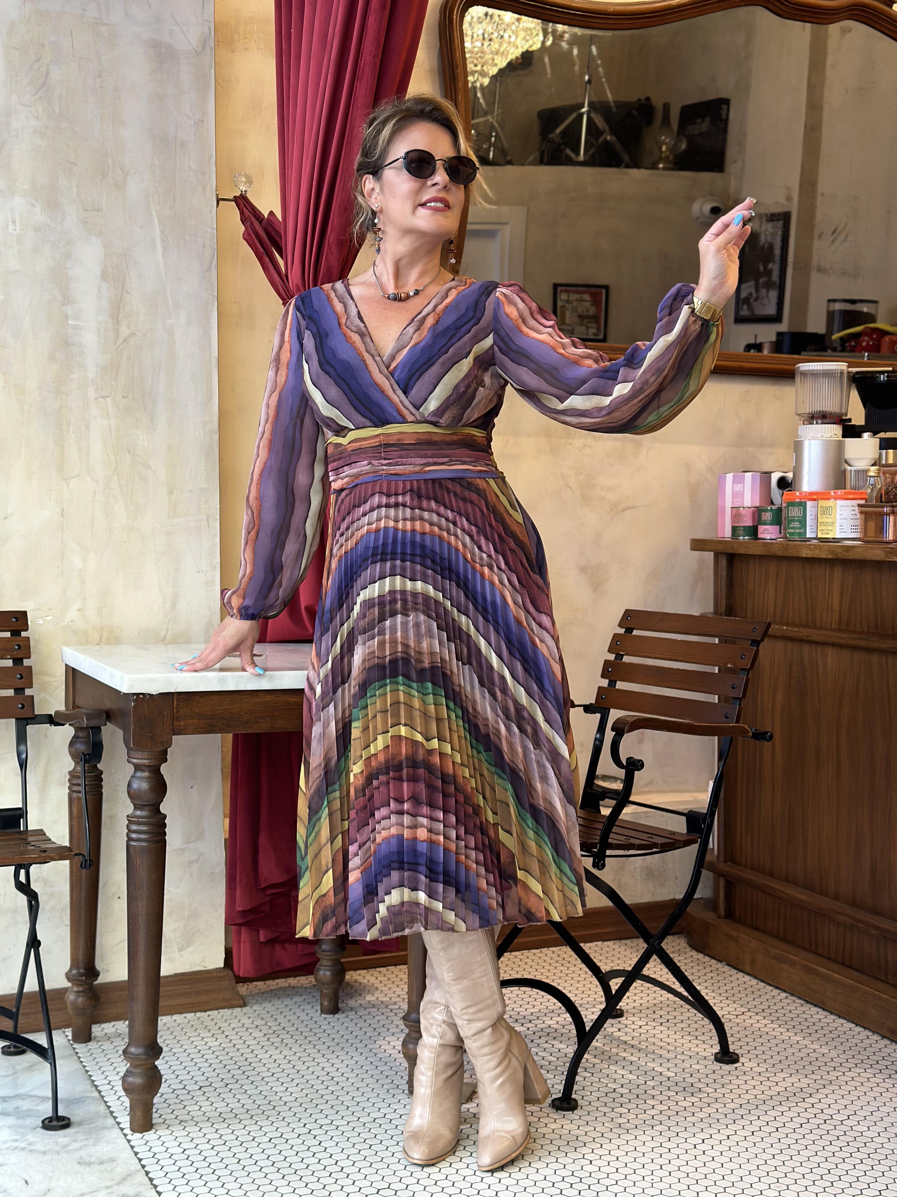 Şifon Pileli Elbise