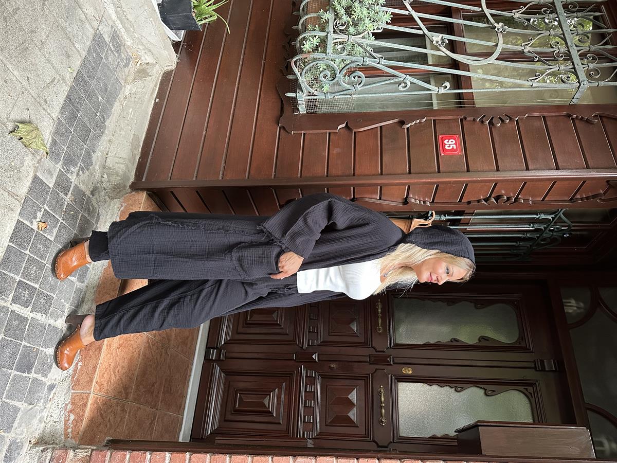 Siyah Müslin Kaftan