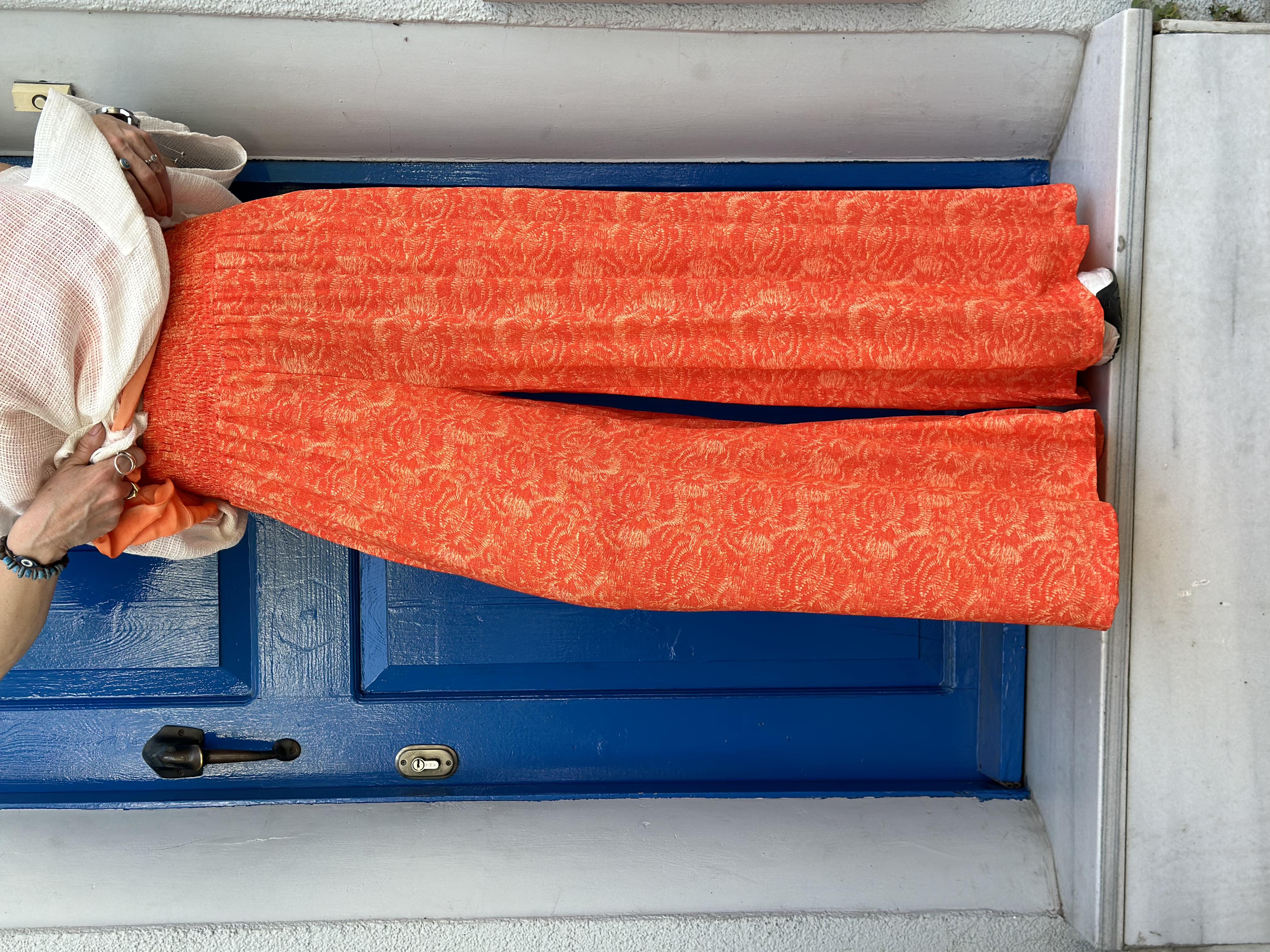 Turuncu Bol Paça Pantolon