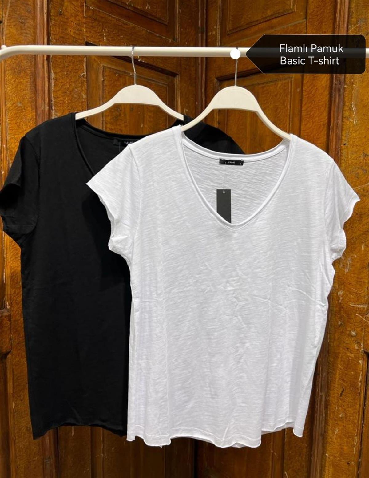 V Yaka Pamuklu Tshirt