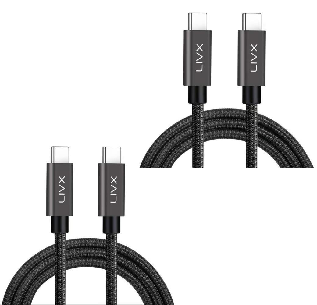 Livx Ikili Paket Force 100W Usb-C To Usb-C 3.1 Gen2 10 Gbps 4k@60hz 3 Metre Hızlı Şarj Data ve Görüntü Kablosu Örgülü Gn-03-2