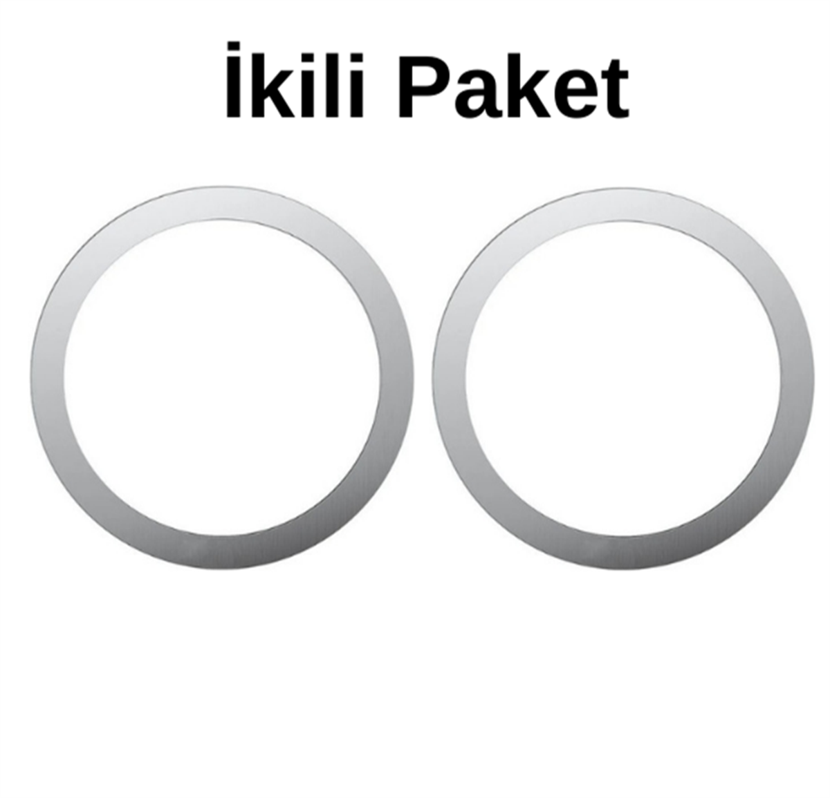 LivX Power Mıknatıslı Metal Magsafe Halka Yüzük Ring iPhone 8 ve Üstü Model ile Uyumlu Gümüş 2'li Paket LVRNG