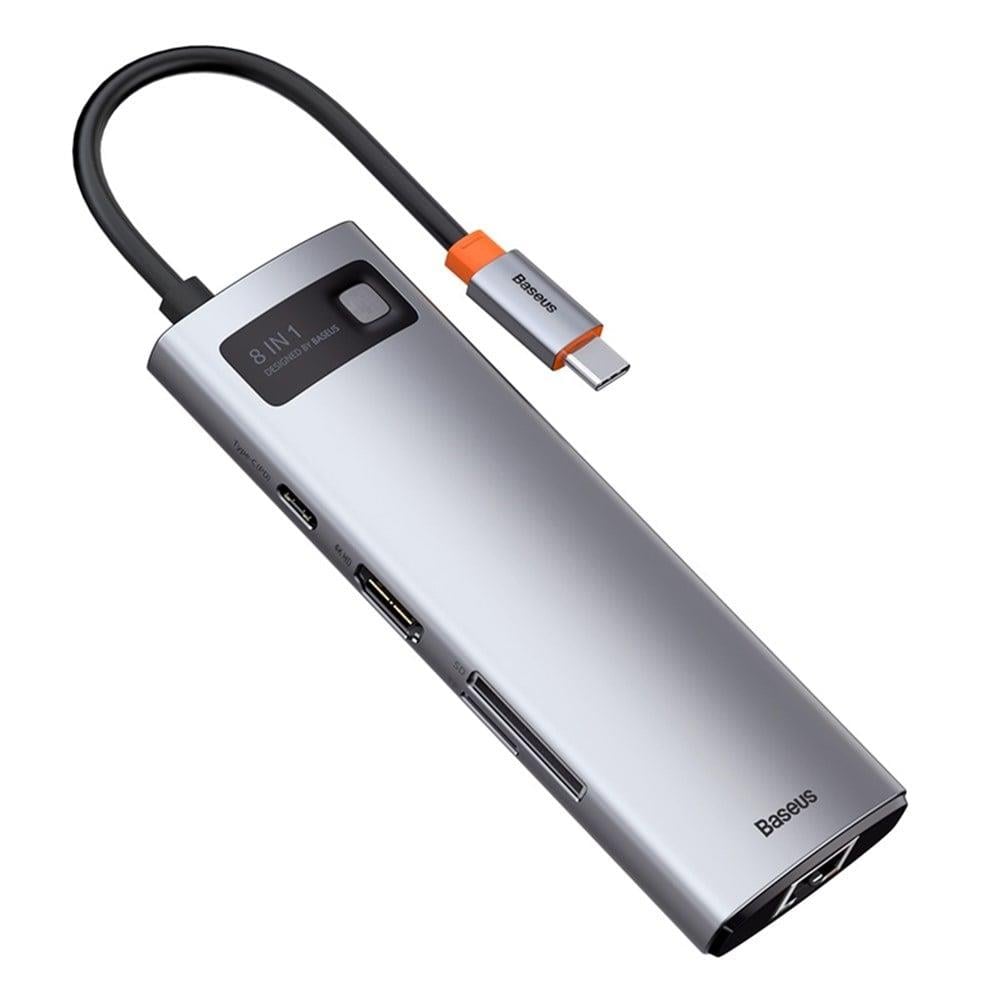 Baseus Metal Gleam 8in1 Multifonksiyonel Type-C Hub Dock Station CAHUB-CV0G