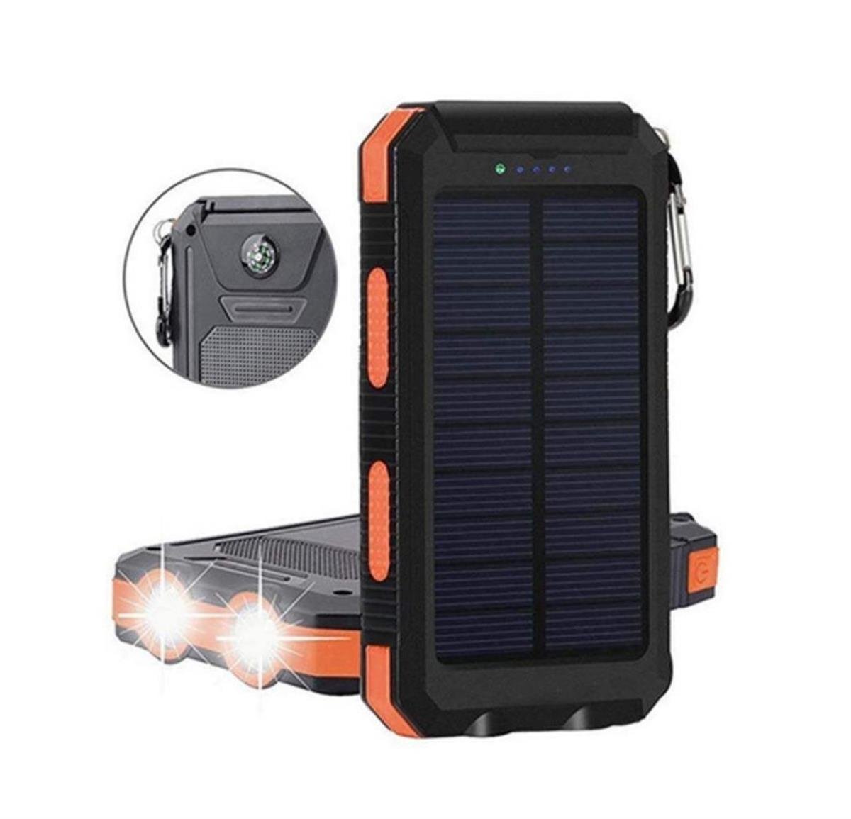 LivX Agile PoliKristal 20000mAh Solar Güneş Enerjili Powerbank Su Geçirmez Taşınabilir Göstergeli Fenerli L50-2-ORANGE
